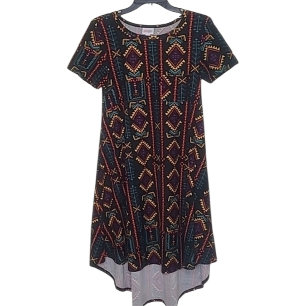 LuLaRoe Carly Aztec Print High Low Swing Dress